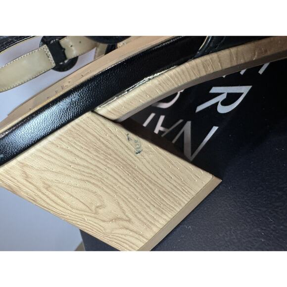 Naturalizer Renly Peep Toe Bamboo Block Heel Black Sandal - Women’s 9.5M - Picture 7 of 10